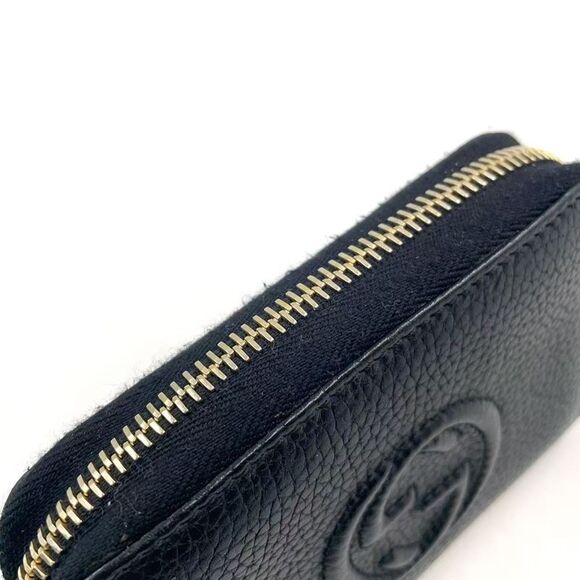 Gucci Soho GG Round Zip Wallet Leather Black Gold - Picture 10 of 13